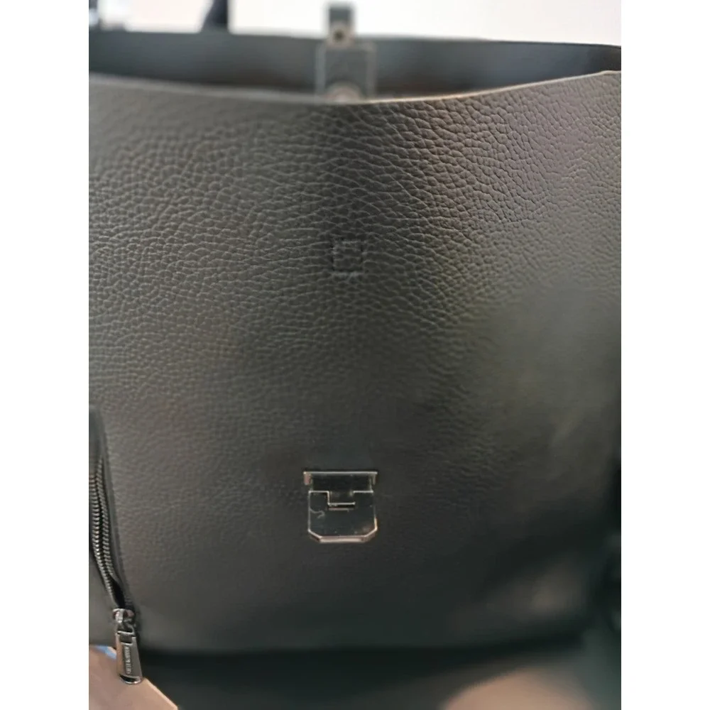 Steve Madden Black Pebbled Plaid Flap Backpack with‎ Floral Scarf Accent